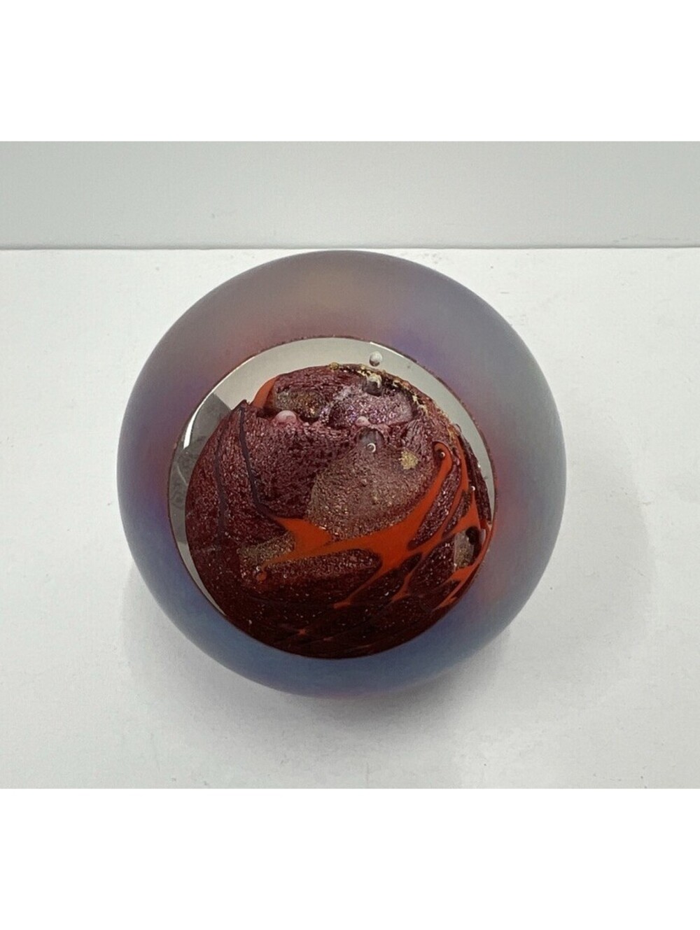 Signed GES Glass Eye Studio 2000 MARS Faceted Celestial Planetary LIGHT NOT INCL
